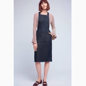 Anthropologie Seen Worn Kept Denim Pinafore Dress